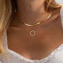 Sun Round Ring Wave Electric Electroplating Simi Asian Style Double-layer Necklace