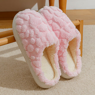 Buy pink Unisex Home Fuzzy Winter Plush Anti-Skid Soft Soled Cotton Slippers