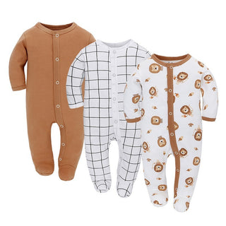 Buy caramel-lion-grid Baby Jumpsuit Long Sleeve Romper