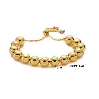 Buy gold Round Beads Pull Adjustable Bracelet String Beads