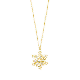 Buy gold Christmas Zircon Ice Crystal Snowflake Necklace Niche Design Advanced Light Luxury Clavicle Chain