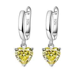 Buy yellow-earrings Female Personality Creative Zircon Heart-shaped Pendant Chain Three-piece Suit