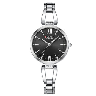 Buy silver-streak-black-noodles Small Dial Waterproof Simple Women&#39;s Quartz Wrist Watch