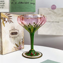 Austria Medieval Champagne Glass Crystal Glass Ice Cream Bowl Vintage Flowers