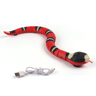 Buy red Smart Sensing Interactive Cat Toys Automatic Eletronic Snake Cat Teasering Play USB Rechargeable Kitten Toys For Cats Dogs Pet