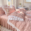 Solid Color Four-piece Quilt Cover Bed Skirt Bedding Set