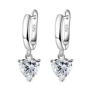 Buy white-earrings Female Personality Creative Zircon Heart-shaped Pendant Chain Three-piece Suit