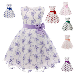 Girls Embroidered Princess Dress Lace