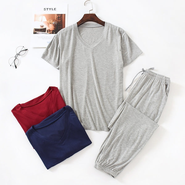 Men's Ice Silk Modal Short Sleeved Pants Set