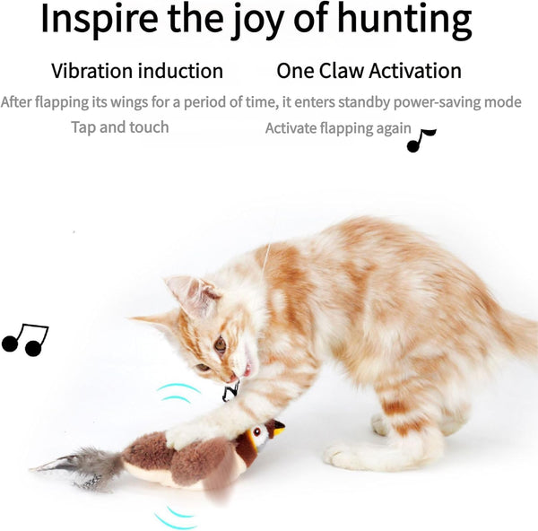 Interactive Chirping Bird Cat Toy, New Flying Interactive Flapping Chirping Bird Cat Toy, Flapping Bird Cat Toy For Indoor Bored Cats, Flapping Bird Cat Toy