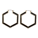 Exaggerated Square Diamond Large Earrings Black Drip Glazed