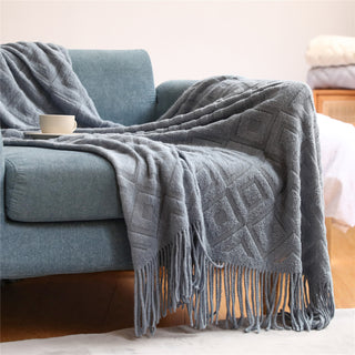 Buy haze-blue Summer Office Air Conditioning Nap Blanket Knitting