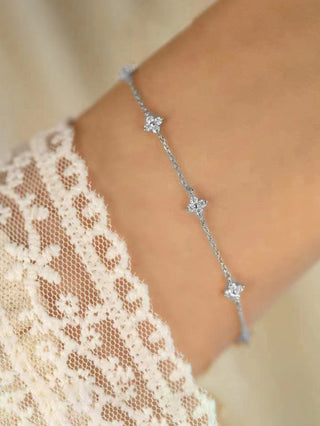 Buy silver Fashion Four-leaf Flower Full Diamond Bracelet Exquisite Niche