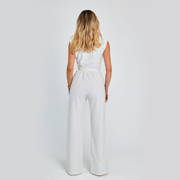 Elegant Tailored Sleeveless Wide-Leg Jumpsuit