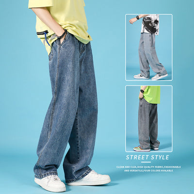 Men Casual Trousers Hip Hop Cargo Denim Pants With Zipper