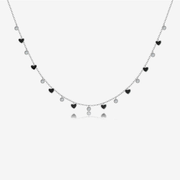 S925 Loving Heart In Sterling Silver Color Zirconium Stylish Clavicle Necklace For Women