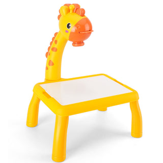 Buy yellow-no-pen Children LED Projector Art Drawing Table Toys Painting Board Desk