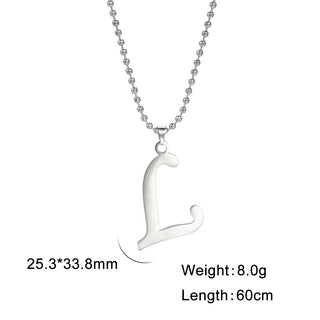 Buy l Polished Cut Steel Color 26 Letters Pendant Stainless Steel Necklace