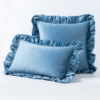 Buy water-blue Nordic Velvet Lace Throw Pillows With Upholstered Living Room Sofa