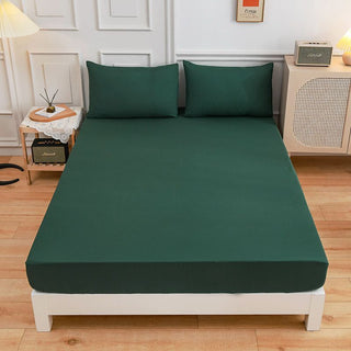 Buy dark-green Students Cotton Bed Sheets Fitted Sheet Pillow Case