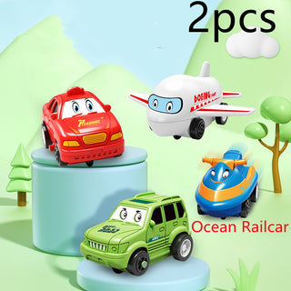 Buy ocean-railcar-2pcs Children Puzzle Electric Railroad Speeder DIY Assembly Electric Car Automatic Rail City Scene Construction Education Toy Gift