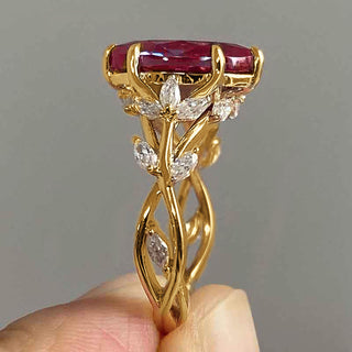 Buy t0283-red Zircon Ring Female Court Leaf Vine Design