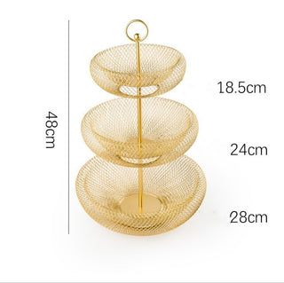 Buy golden-triple Tieyi Fruit Tray Living Room Multi-layer Basket Household Storage