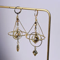 Planetary Operation Miniature Device Brass Heavy Industry High Class Elegant Earrings