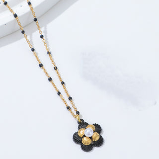 Buy black-bottom-one Bead Dripping Oil Stainless Steel Necklace And Pendant Niche