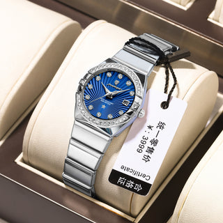 Buy 302-silver-case-blue-surface Women&#39;s Waterproof Luminous Ultra-thin Watch