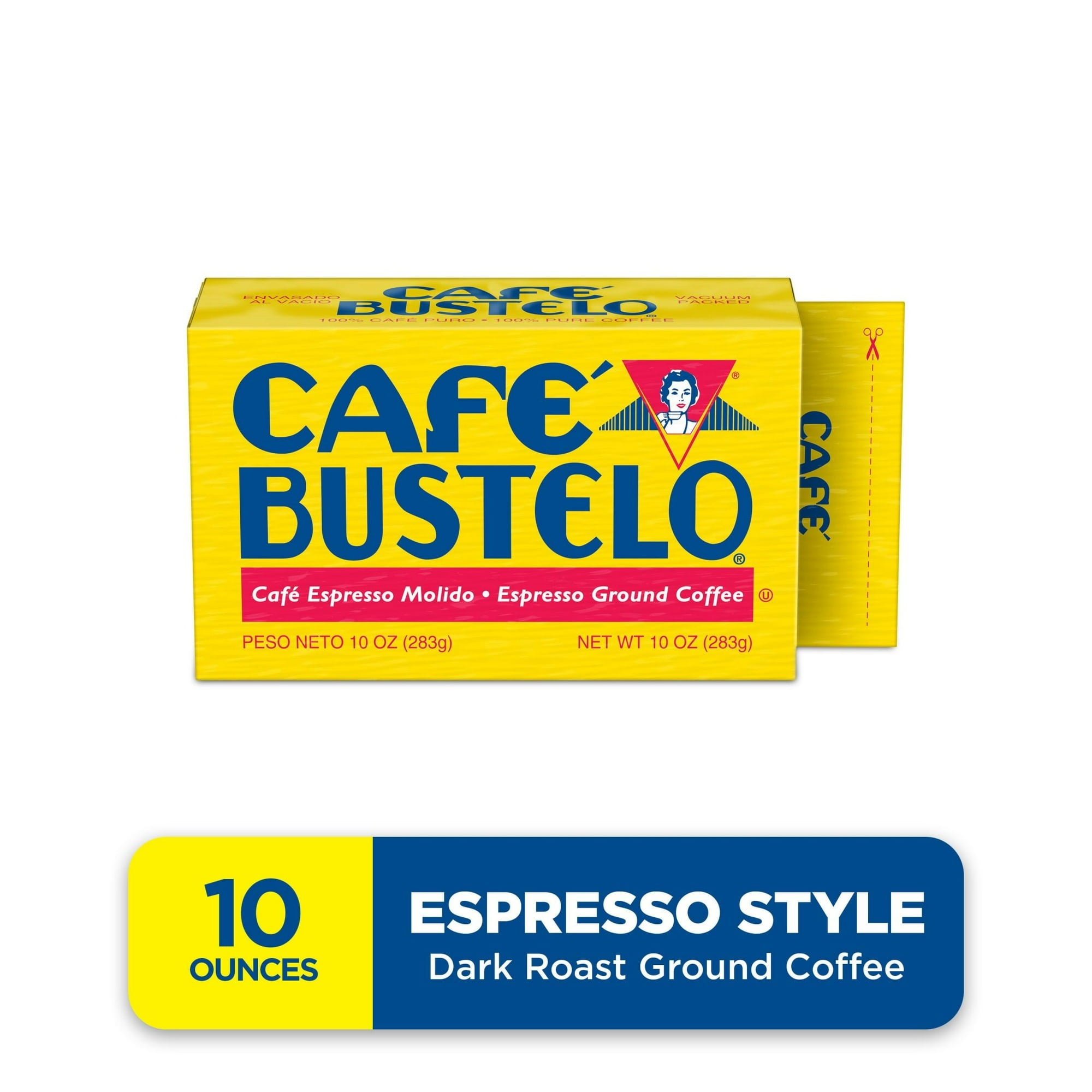 Cafe Bustelo, Espresso Style Dark Roast Ground Coffee, Vacuum Packed 10 oz Brick
