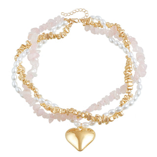 Buy zw039 Natural Stone Baroque Pearl Clavicle Chain Love Multi-layer Necklace