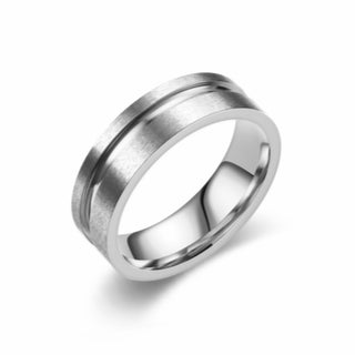 Buy silver Fashionable All-match Titanium Steel Frosted Two-tone Ring