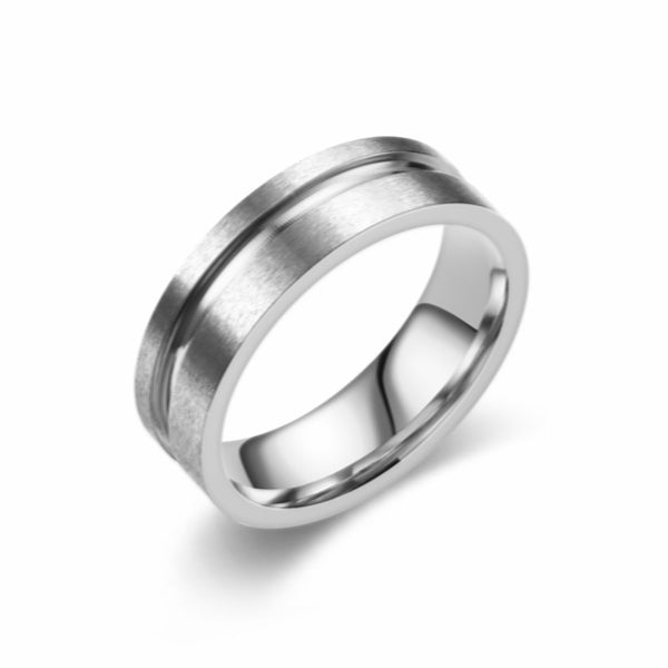 Fashionable All-match Titanium Steel Frosted Two-tone Ring