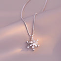 Christmas Zircon Ice Crystal Snowflake Necklace Niche Design Advanced Light Luxury Clavicle Chain