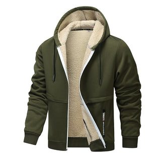 Buy army-green Men's Fashion Lambswool Thickened Coat Sweatshirt