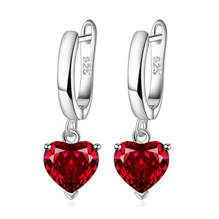 Buy red-earrings Female Personality Creative Zircon Heart-shaped Pendant Chain Three-piece Suit