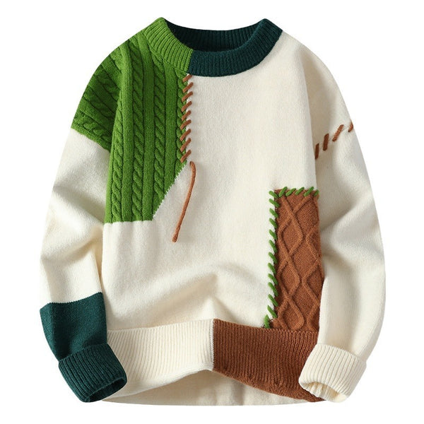 Men's Colorblock Pullover Knitted Winter Sweater