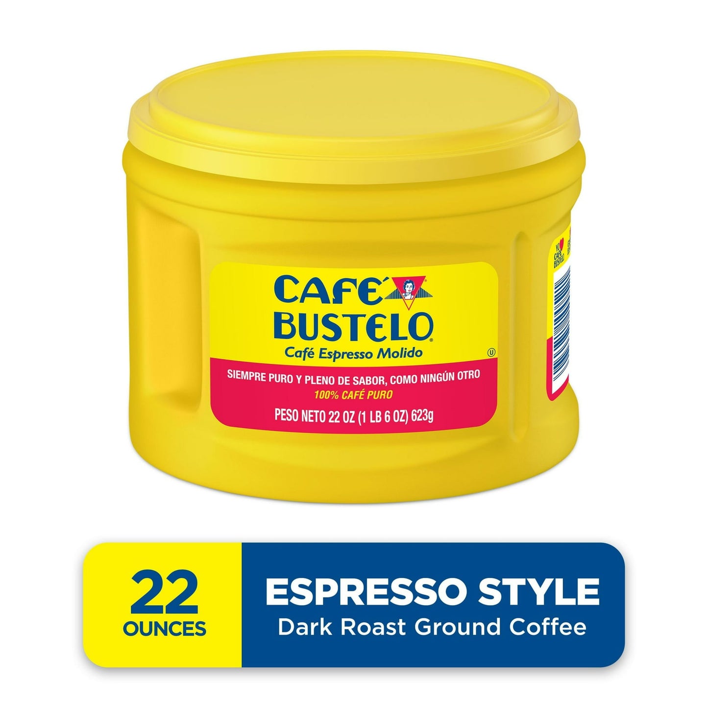 Cafe Bustelo Espresso Ground Coffee, Dark Roast, 22 oz Canister
