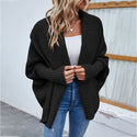 New Loose Knitted Sweater Solid Color Bat Sleeve Large Lapel Cardigan