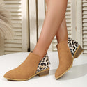 Women's Fashion Leopard Print Chunky Heel Back Zipper Shoes