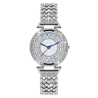 Buy silver Fashionable Diamond-encrusted Shiny Women&#39;s Watch