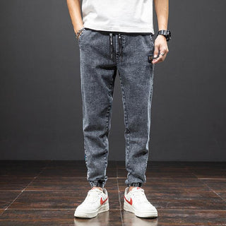 Buy grey Mens Fashion Casual Loose Stretch Jeans