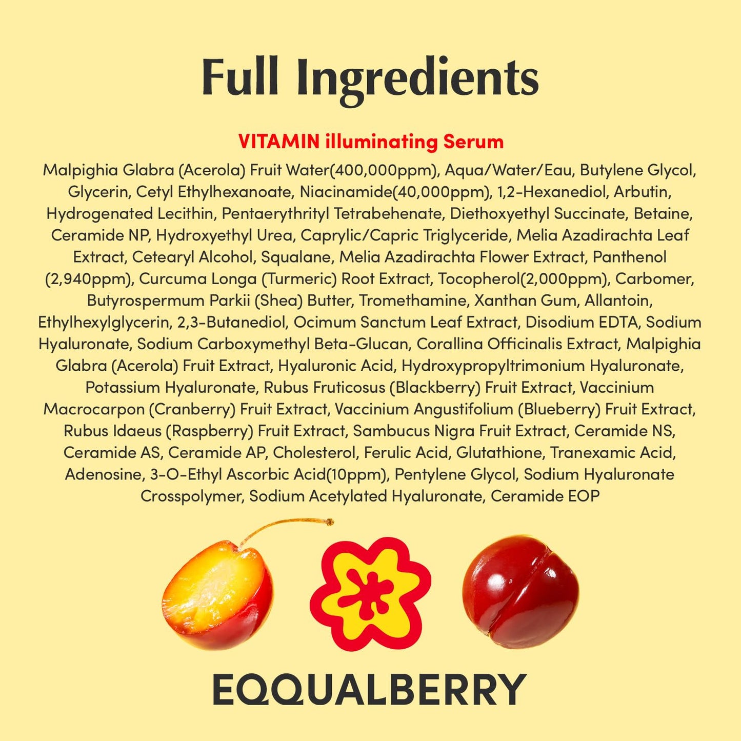 EQQUALBERRY Vitamin Illuminating Serum (30ml) | 4% Niacinamide + Vitamin C for Dark Spots & Glow