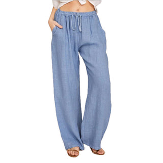 Buy light-blue Elastic Waist Loose Jogger Pants With Pockets