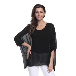 Buy black Women Bohemian Chiffon Seaside Shawl Top