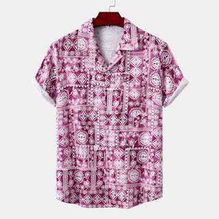 Men's Vintage Print Short Sleeve Shirt