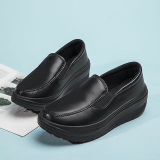 Buy black Platform Loafers Chunky Heel Flat Sneakers