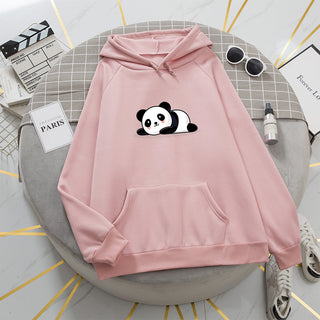 Buy pink Women Printed Loose Polyester Hoodie