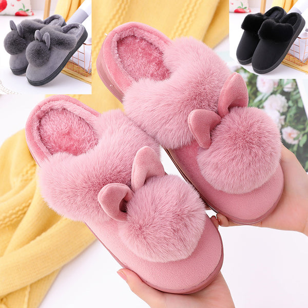 Rabbit Head Plush Slip-on Comfort Shoes